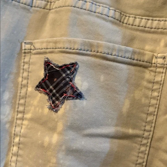 Easel Cream Flare Jeans with CustomPatches; Size L